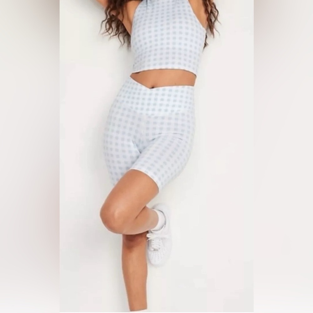 Old Navy Blue and White Checkered Active Set